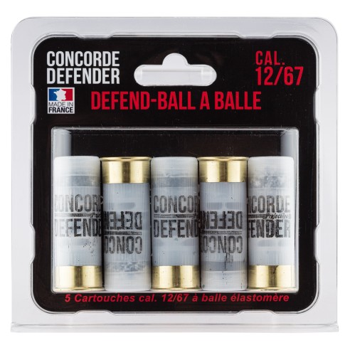 Munition Cal 12/67 Concorde Defender Balle Elastomere Bior Blister/5